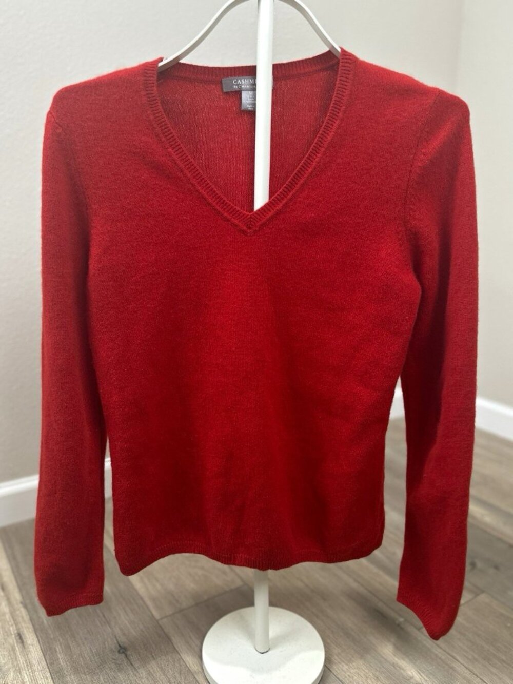 Charter Club Women’s 100% Cashmere V-Neck Sweater Red Size M